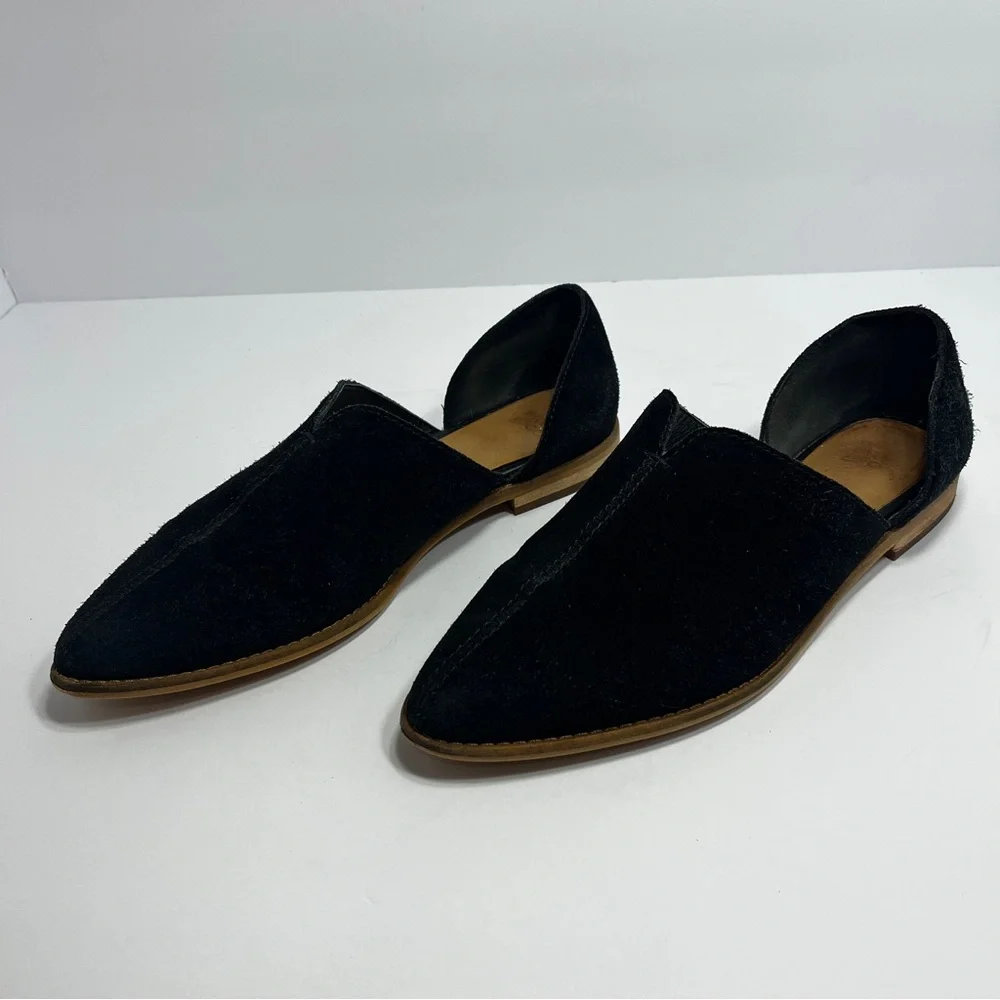 Frye And Co Fenn D'Orsay Black Suede Flats SZ 8